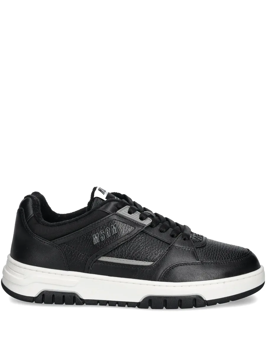 panelled leather sneakers 2
