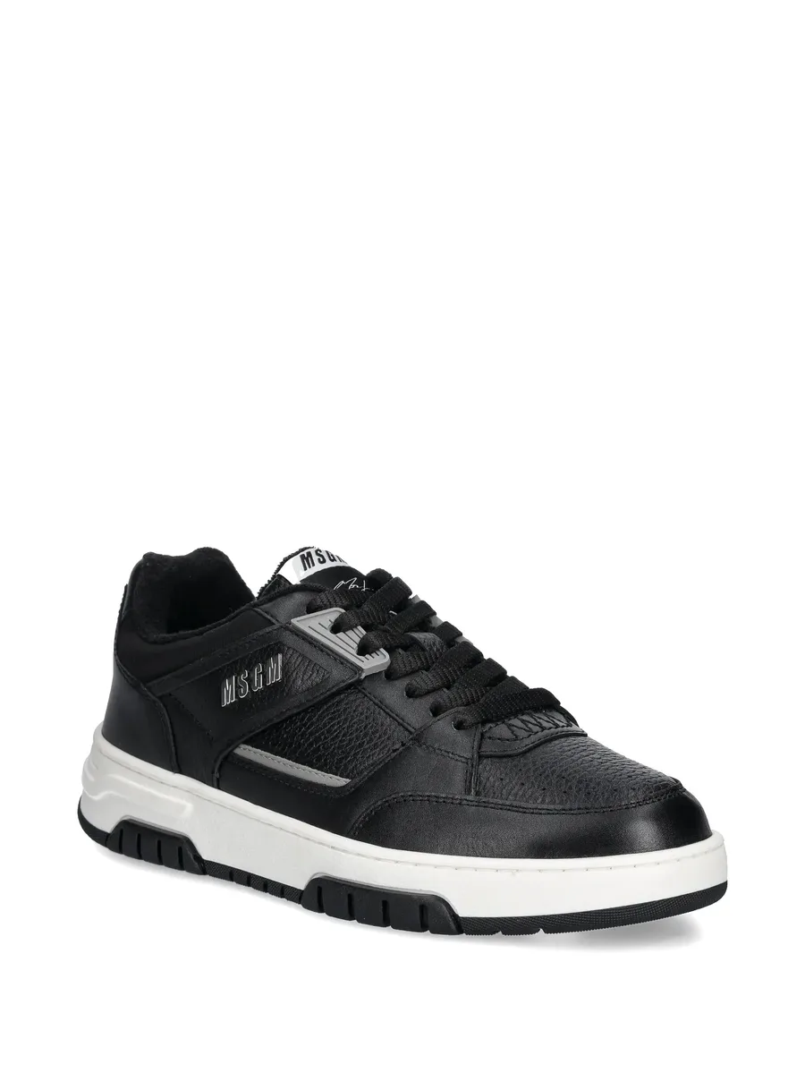 panelled leather sneakers 3