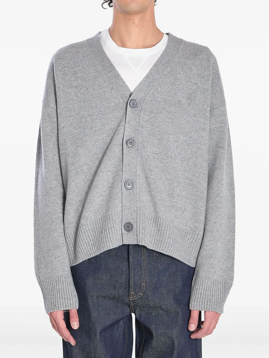 embroidered-logo button cardigan 2