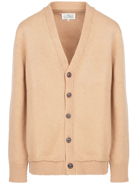 V-neck elbow-patch cardigan