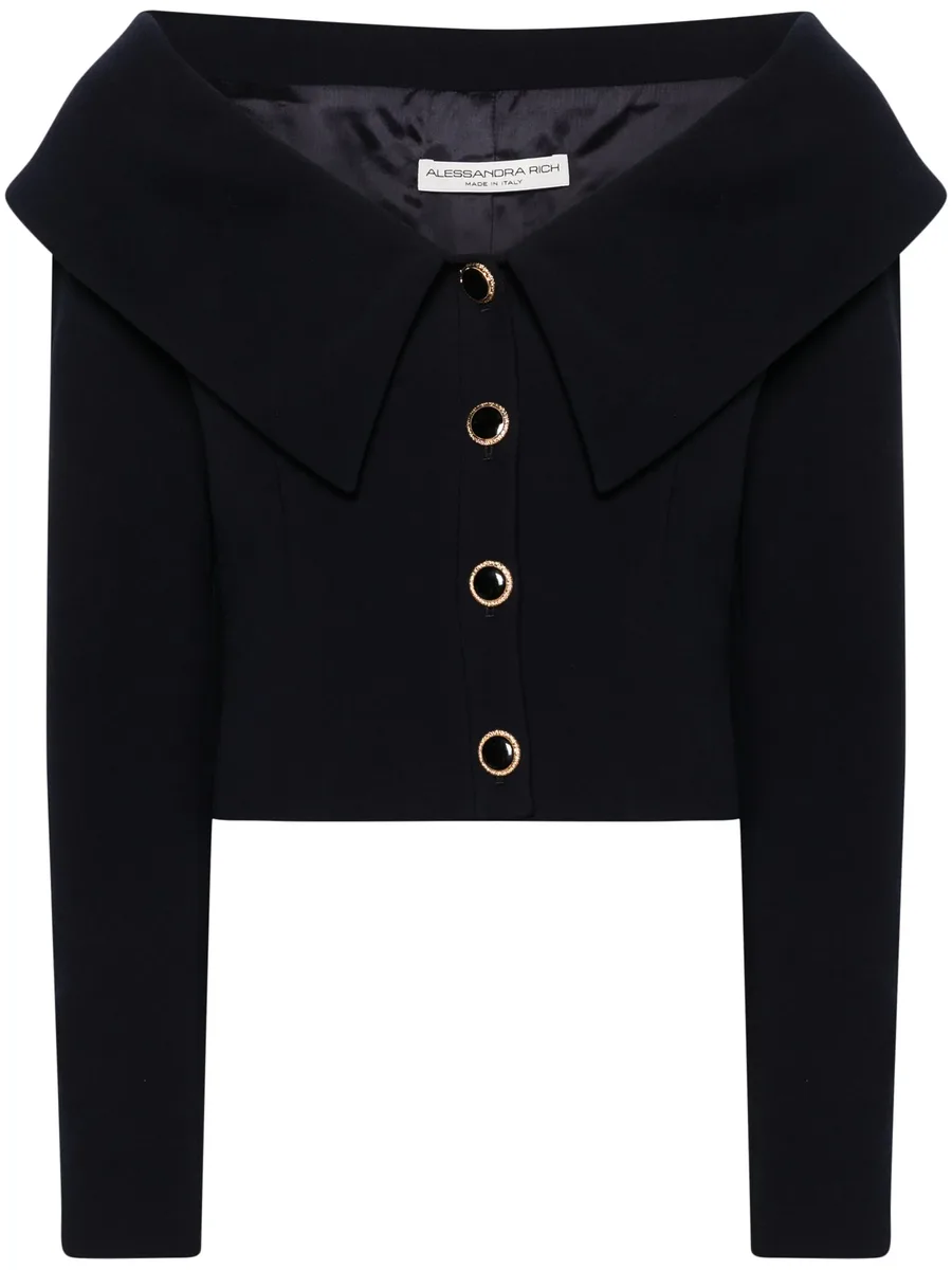 шерстяной блейзер с открытыми плечами 2