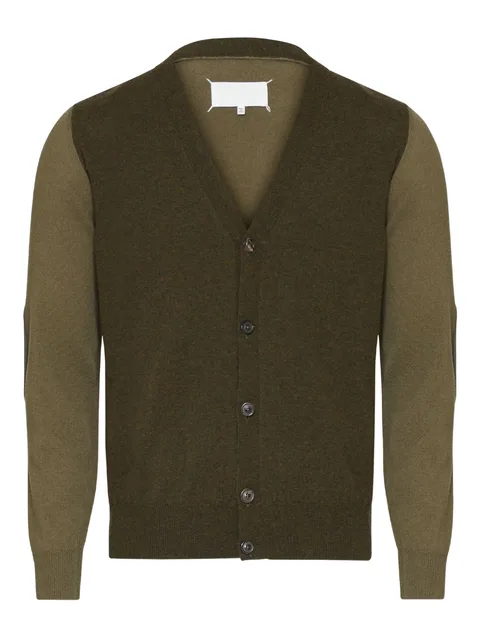 elbow-patch wool cardigan