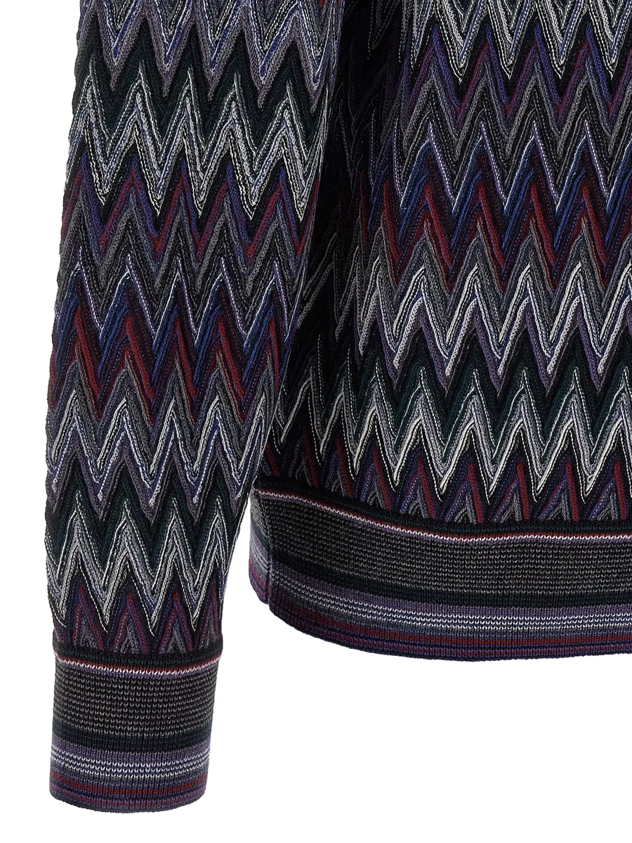 crew neck sweater with 3d zigzag pattern 7