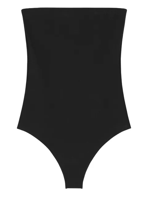 strapless button-fastening bodysuit