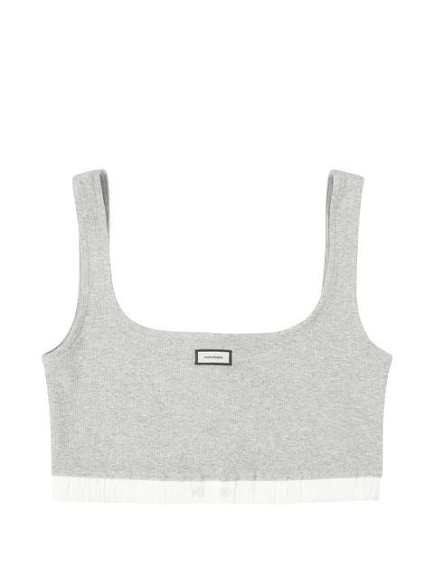 ribbed button-detail bra