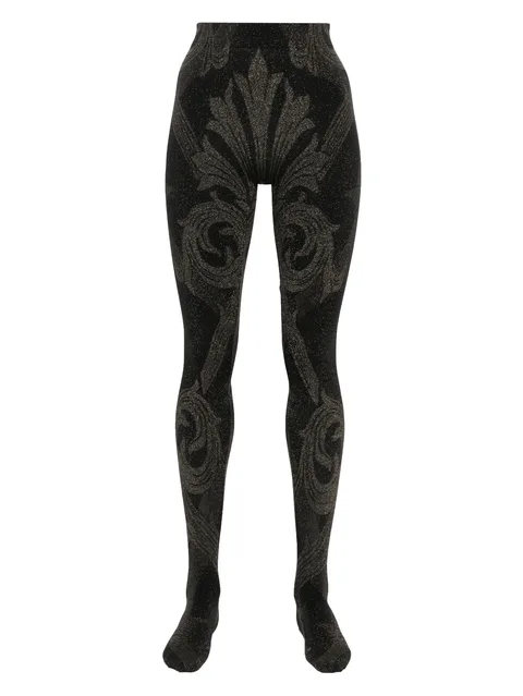 x ETRO metallic-threading jacquard tights
