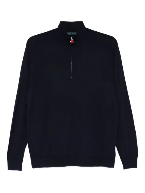 zip-up mock-neck sweater