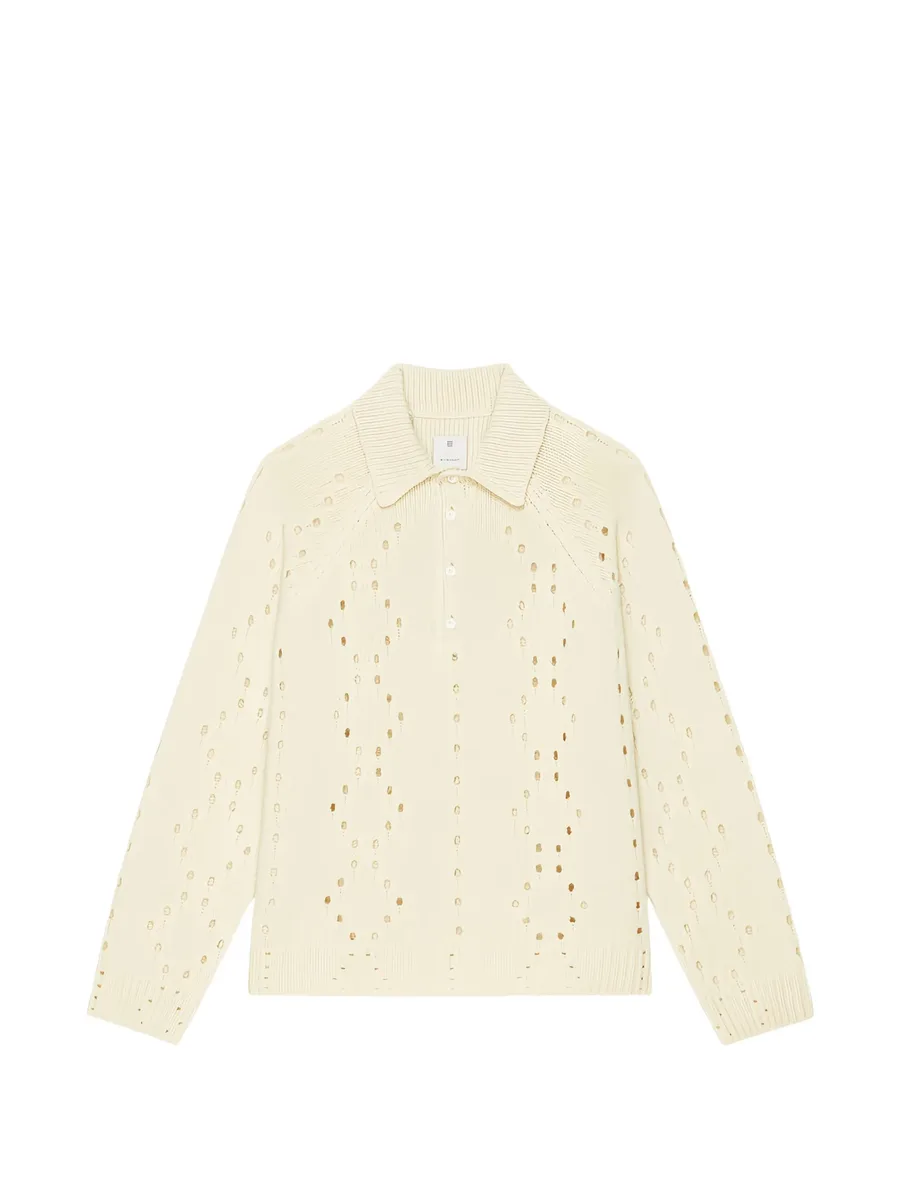 openwork-knit polo sweater 2