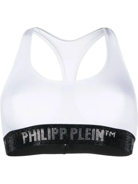 logo-embellished cotton sports bra