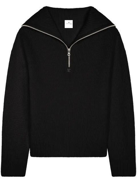 ribbed wool hooded sweater