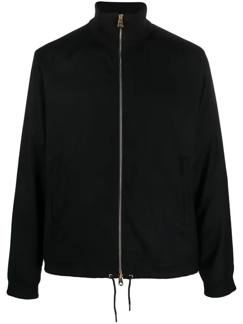 ribbed-collar jersey-texture bomber jacket