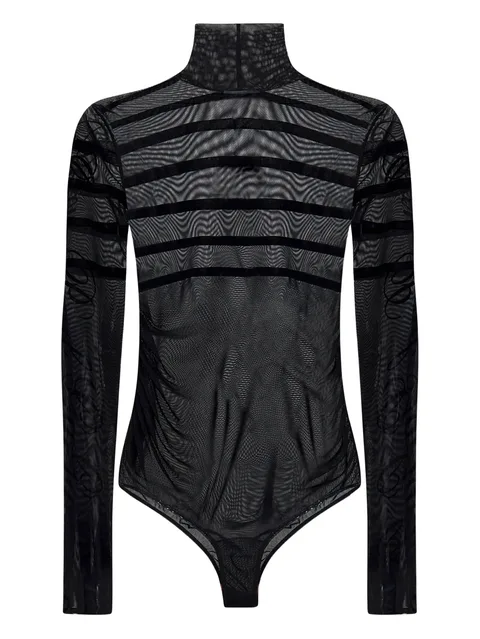 striped mesh bodysuit