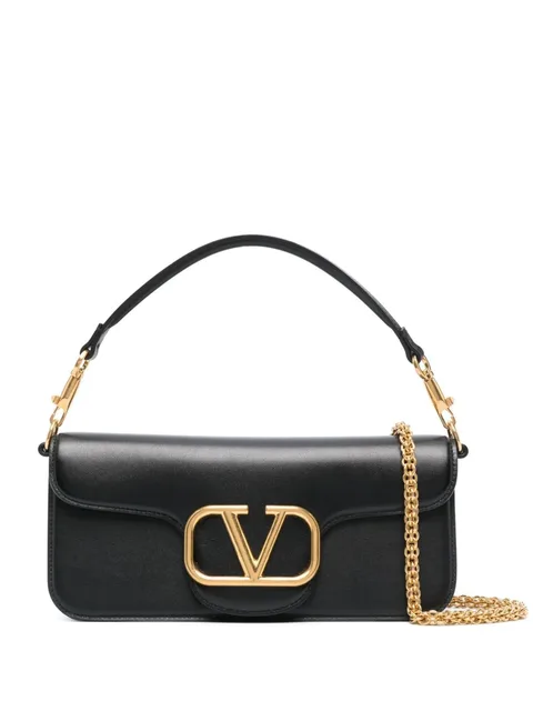 logo-plaque leather shoulder bag