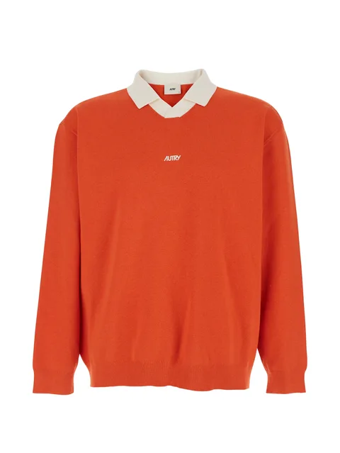 logo-print V-neck sweatshirt
