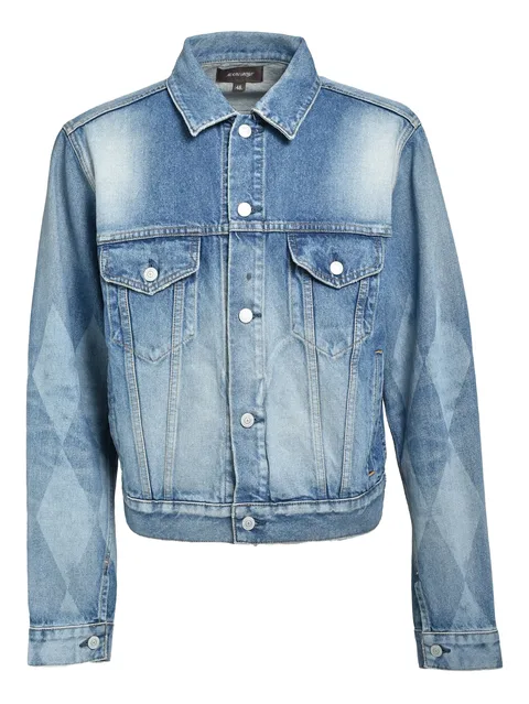 diamond-pattern denim jacket