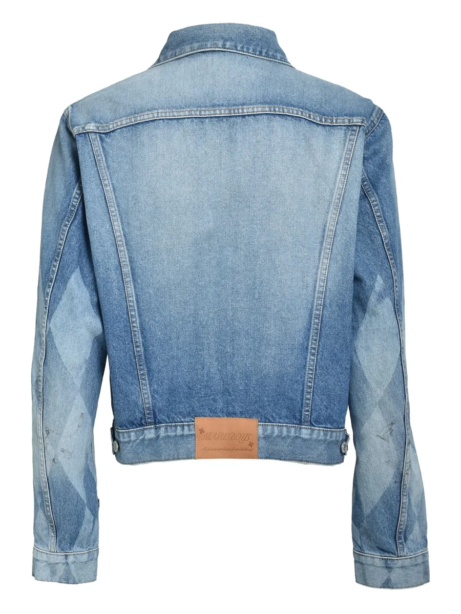 diamond-pattern denim jacket 4