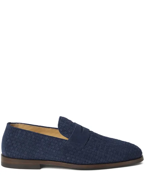 woven suede loafers