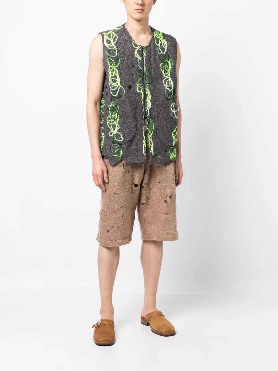 open-knit distressed zipped waistcoat 3