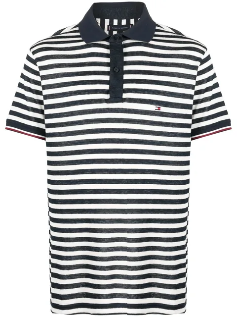 logo-patch striped polo shirt