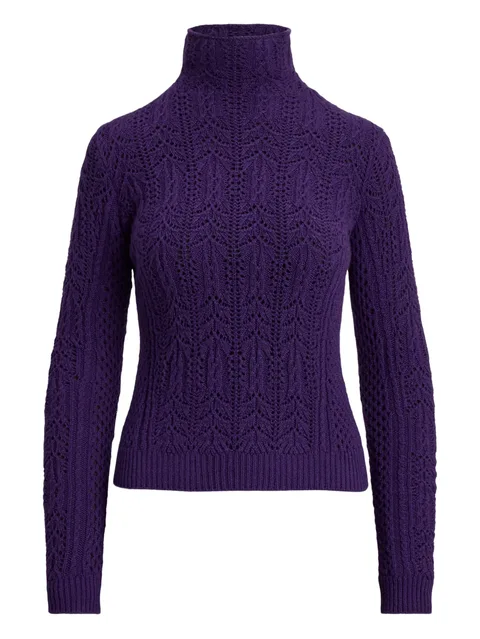 pointelle funnel-neck sweater