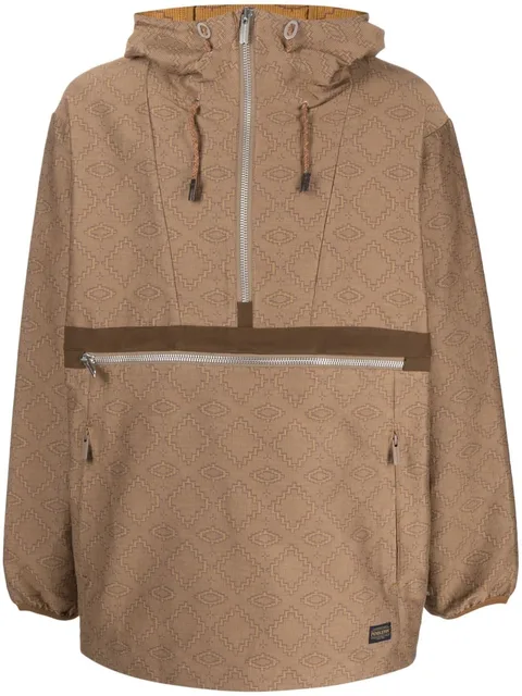 geometric pattern half-zipped jacket