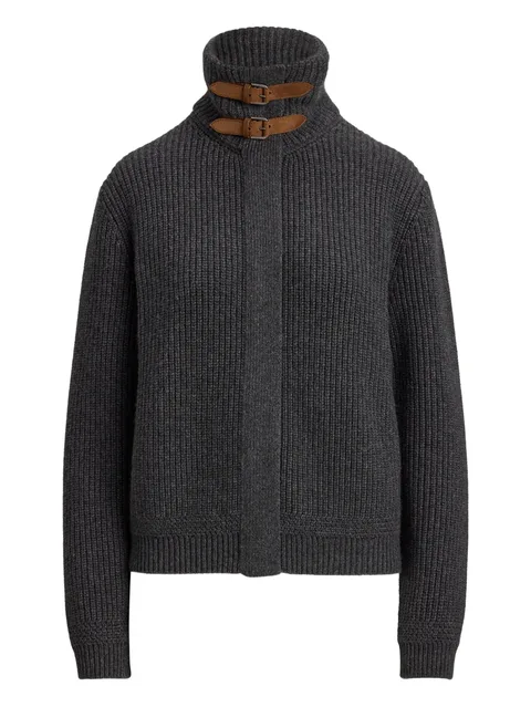ribbed buckled-neck cardigan