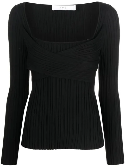 wrap-design ribbed top