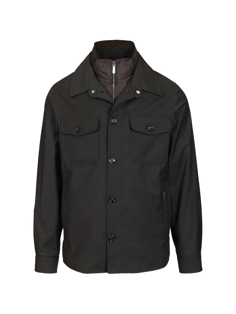 Dulac-Pum buttoned chest-pocket overshirt 1