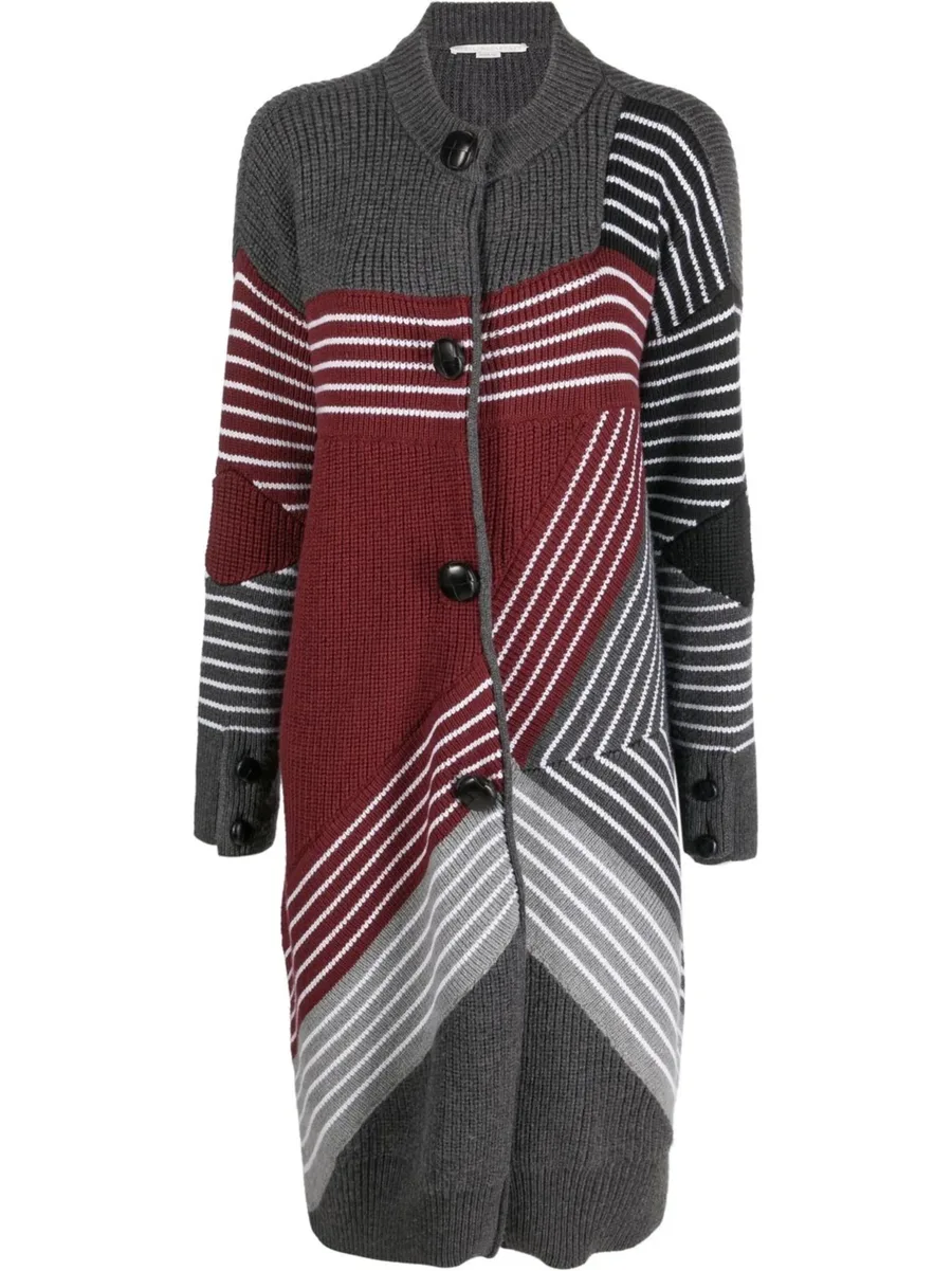 S by S 3D striped virgin wool cardi-coat 2