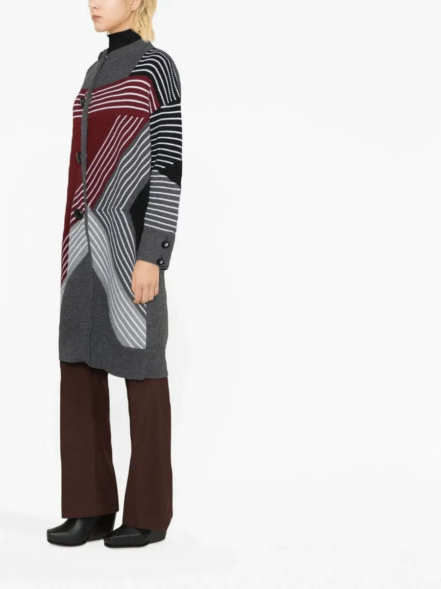 S by S 3D striped virgin wool cardi-coat 7