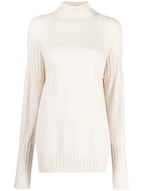 ribbed high-neck cashmere jumper