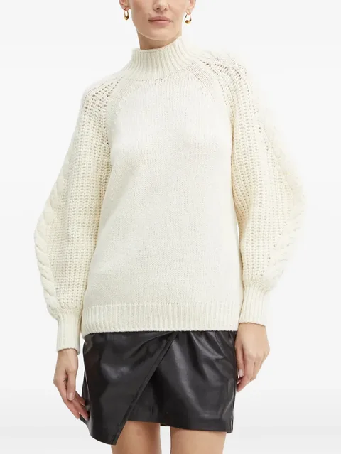 cable-knit balloon-sleeve sweater