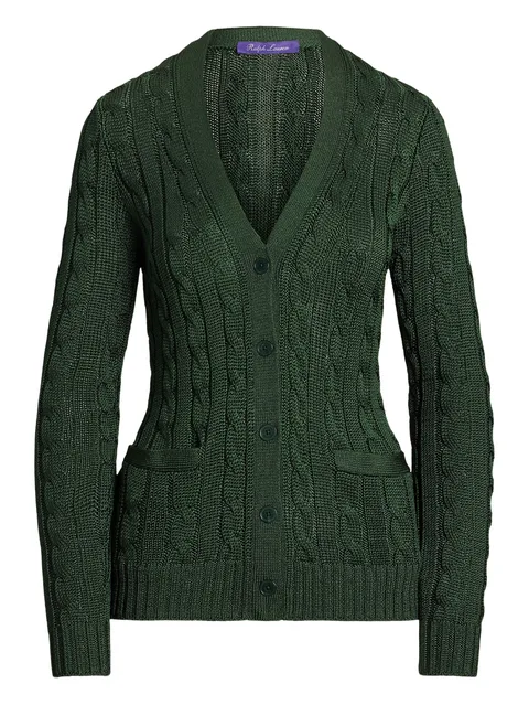 cable-knit silk cardigan