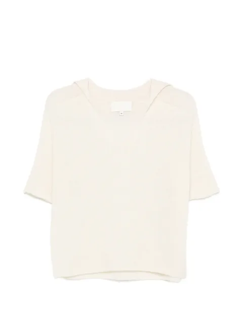 V-neck short-sleeve sweater