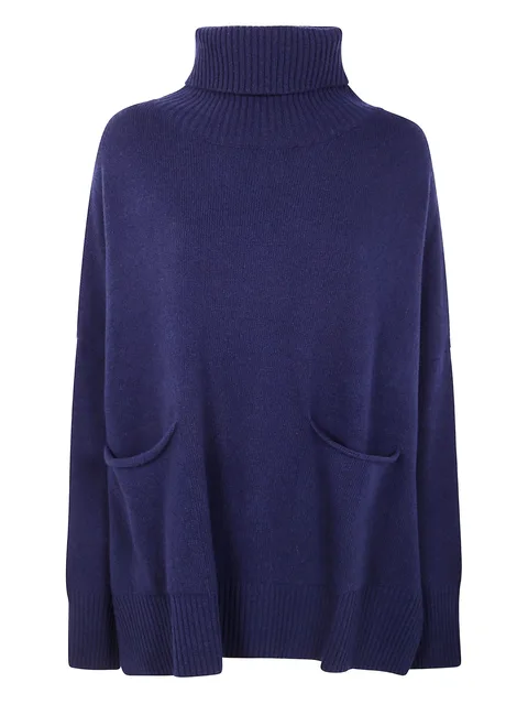 two-pocket roll-neck sweater