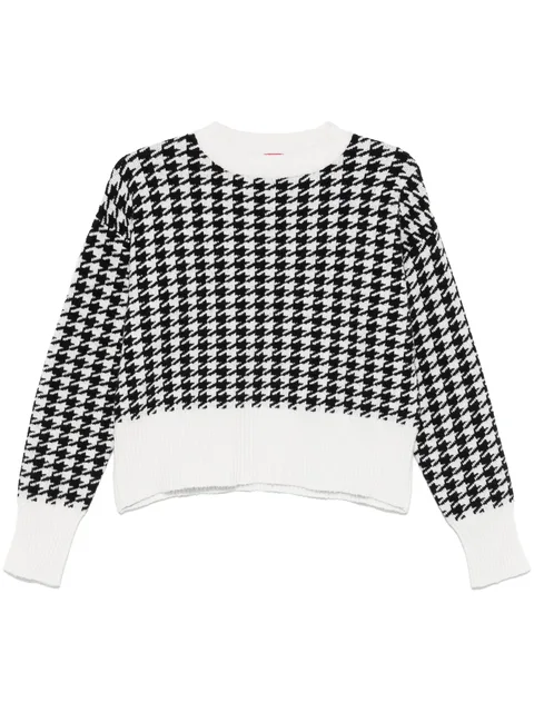 houndstooth-intarsia sweater