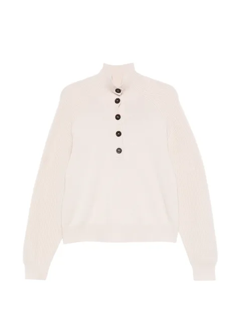 buttoned high-neck sweater