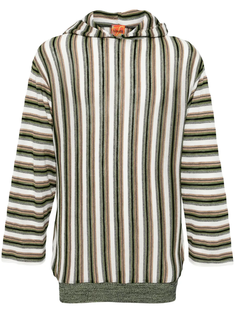 striped linen-blend hoodie 1