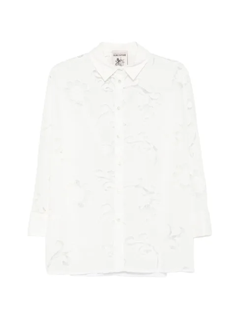 floral-embroidered shirt
