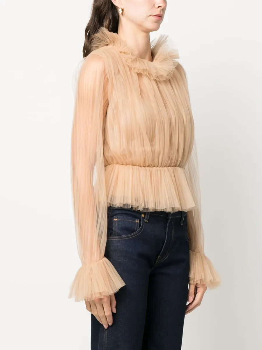 long-sleeve tulle blouse 6
