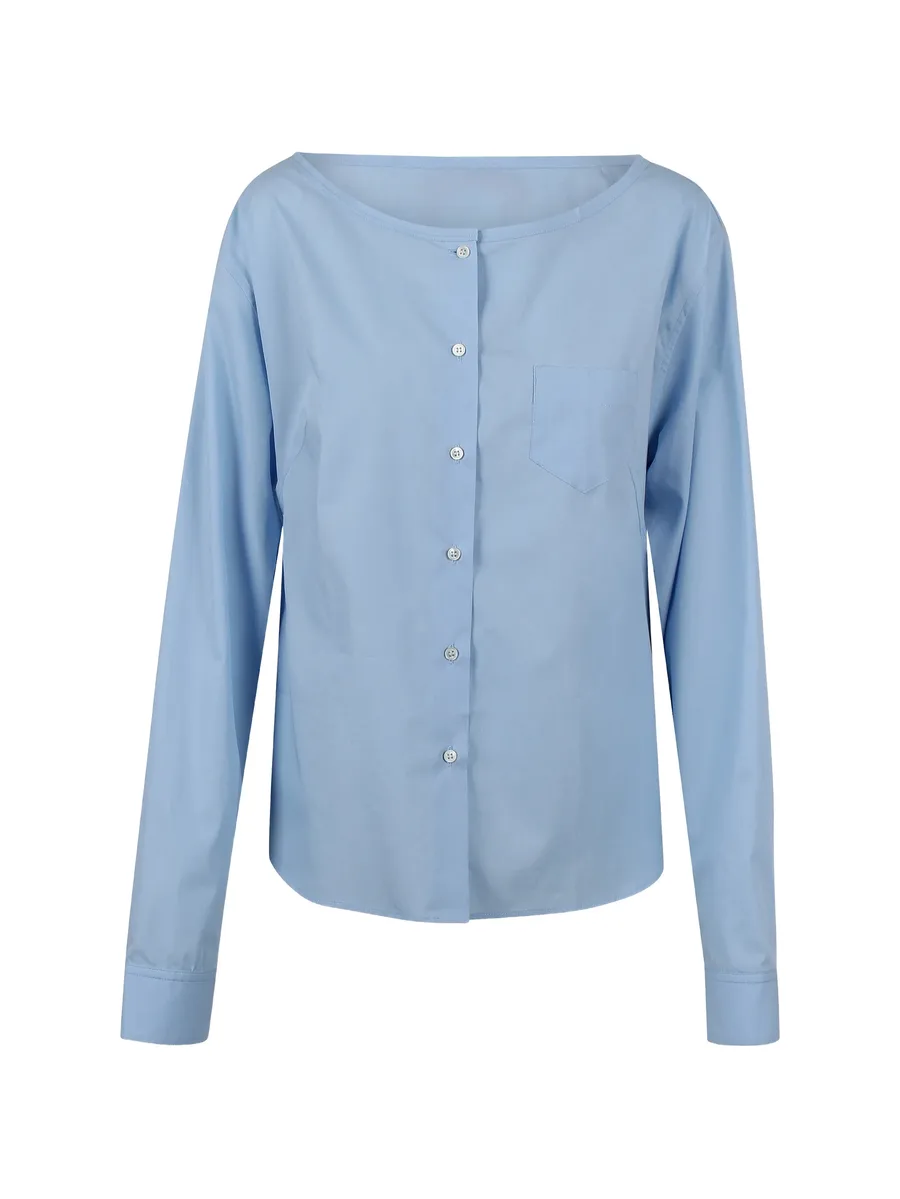 boat-neck button-up blouse 2