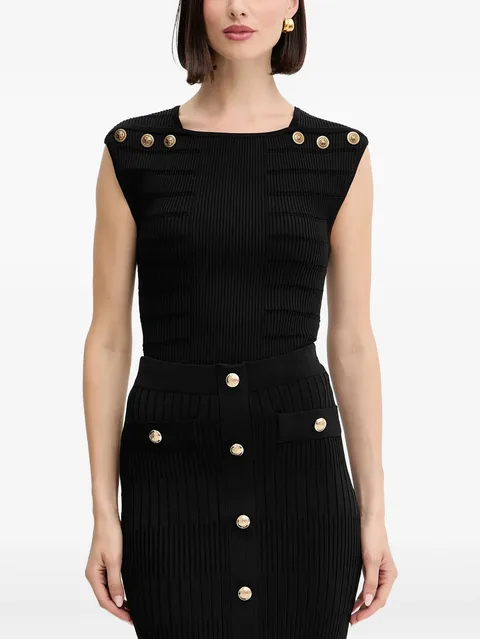 Evangeline button ribbed top