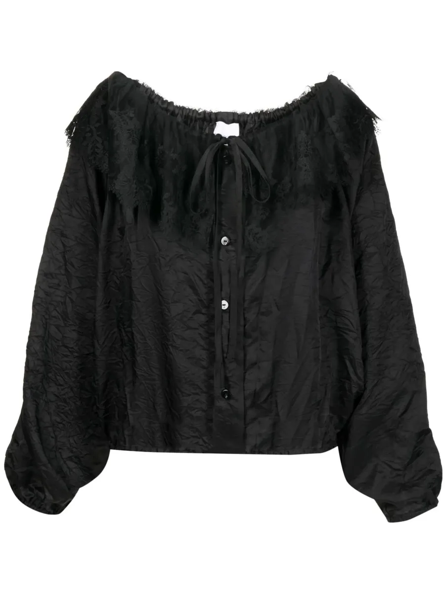 lace-collar long-sleeve blouse 2