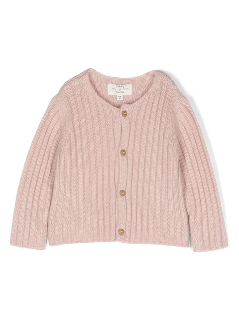 ribbed-knit long-sleeved cardigan