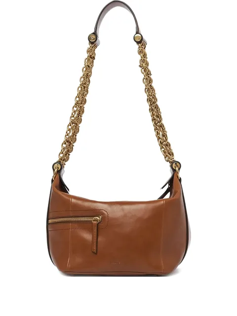 chain-trimmed leather bag