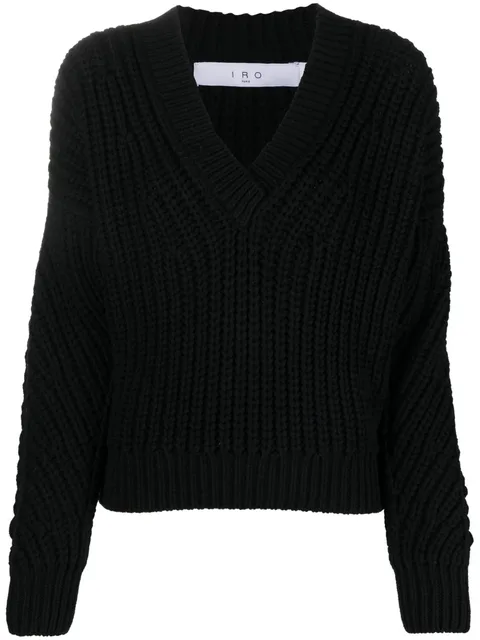 chunky-knit V-neck jumper