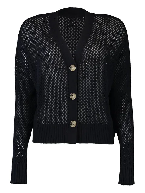 V-neck button-up cardigan