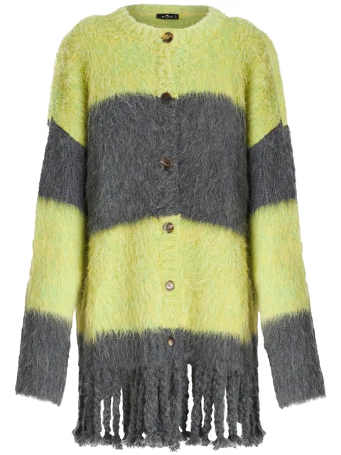 striped brushed cardi-coat