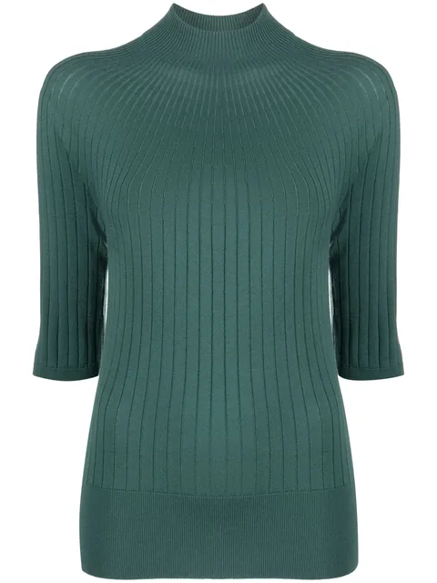ribbed-knit virgin wool jumper