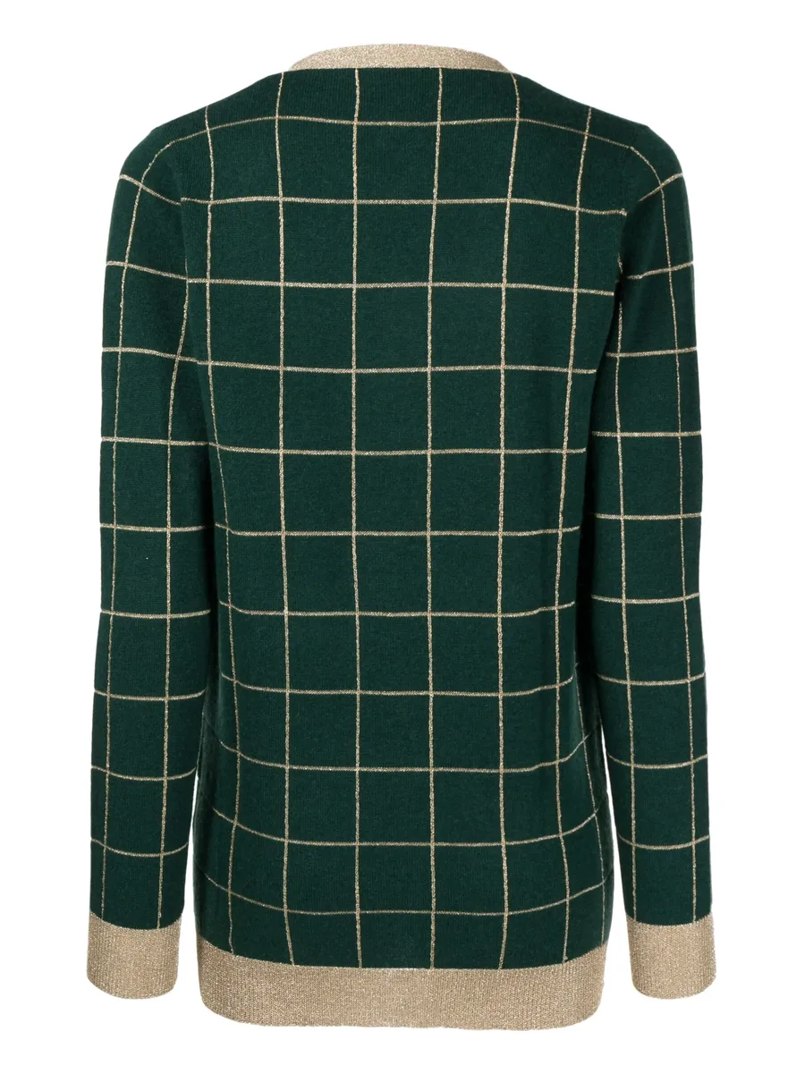 check-pattern V-neck cardigan 4